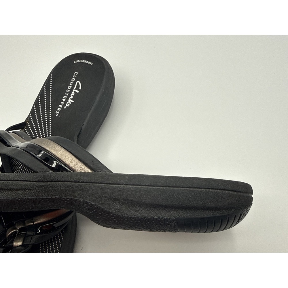 Clarks Cloudsteppers Breeze Coral Flip Flops Sandals - Size 11M - Black/Pewter - Picture 8 of 8